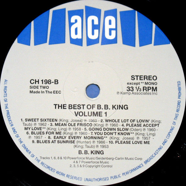 B.B. King : The Best Of B.B.King Volume One (LP, Comp, Mono)