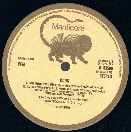 P.F.M.* : Cook (LP, Album, CBS)