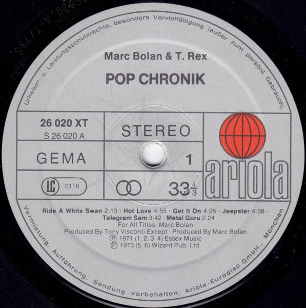 Marc Bolan & T. Rex : Pop Chronik (2xLP, Comp)