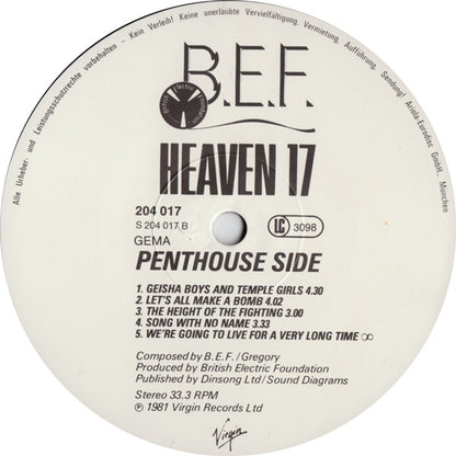 Heaven 17 : Penthouse And Pavement (LP, Album)