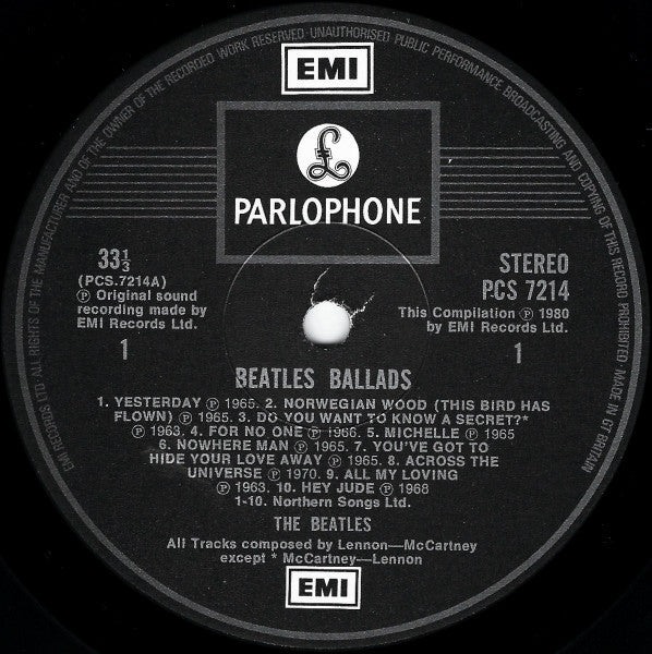 The Beatles : The Beatles Ballads (20 Original Tracks) (LP, Comp)