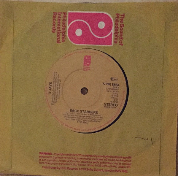 The O'Jays : Love Train / Back Stabbers (7", Single)