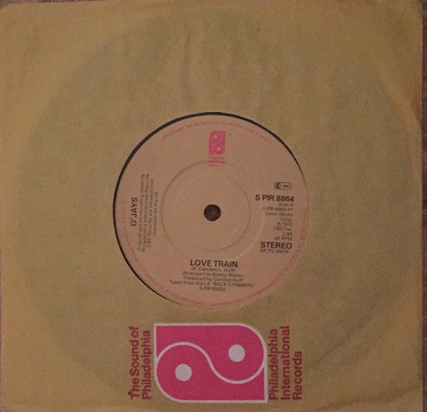 The O'Jays : Love Train / Back Stabbers (7", Single)