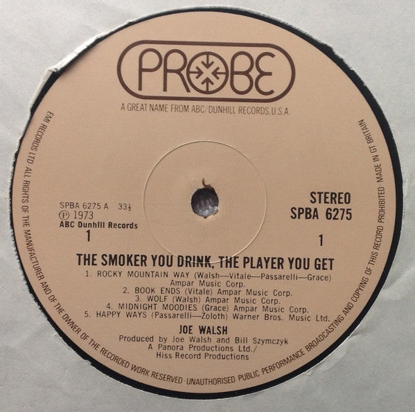 Joe Walsh : The Smoker You Drink, The Player You Get (LP, Album, Gat)