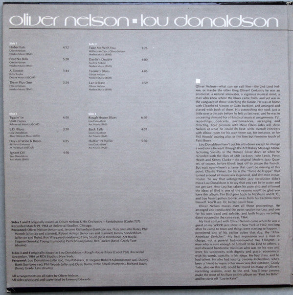 Oliver Nelson / Lou Donaldson : Back Talk (2xLP, Comp, Gat)