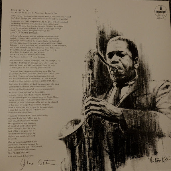 John Coltrane : A Love Supreme (LP, Album, RE, RM, Gat)