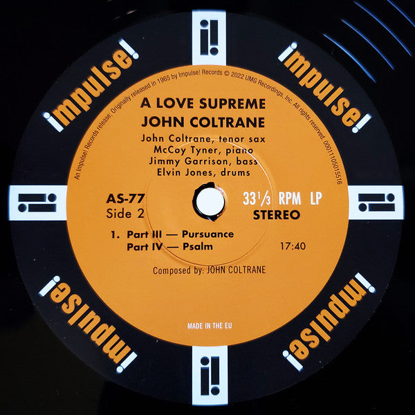 John Coltrane : A Love Supreme (LP, Album, RE, RM, Gat)