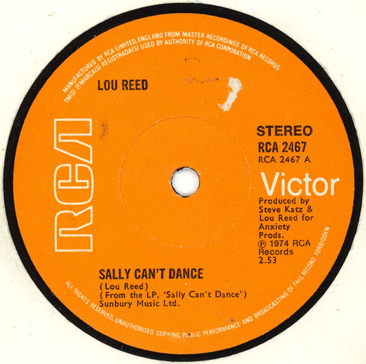 Lou Reed : Sally Can't Dance (7", Single)
