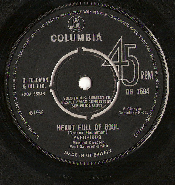 Yardbirds* : Heart Full Of Soul (7", Single)