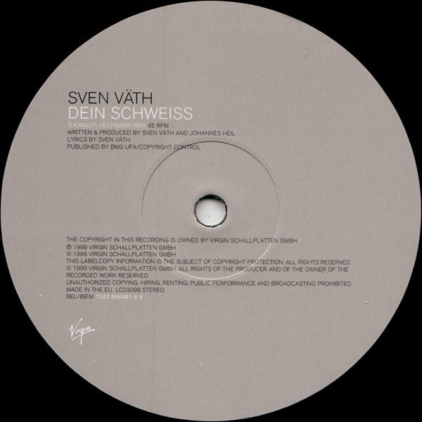 Sven Väth : Dein Schweiss (12")