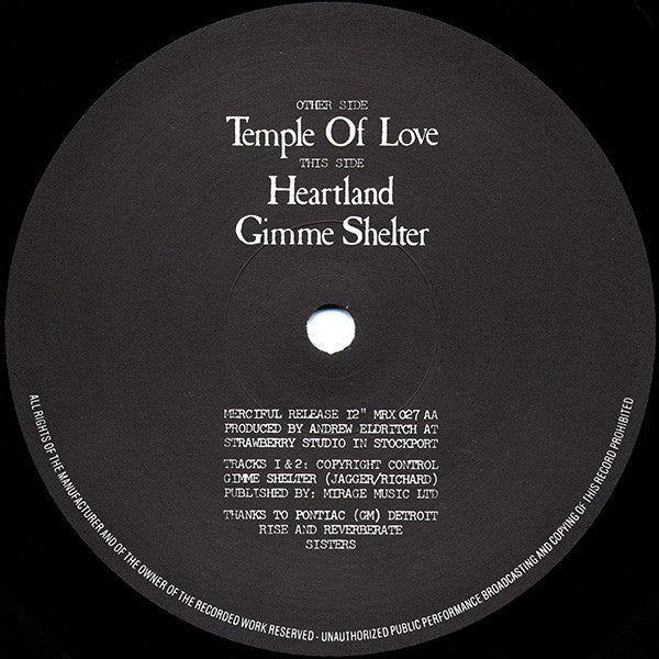 The Sisters Of Mercy : Temple Of Love (12", Single)