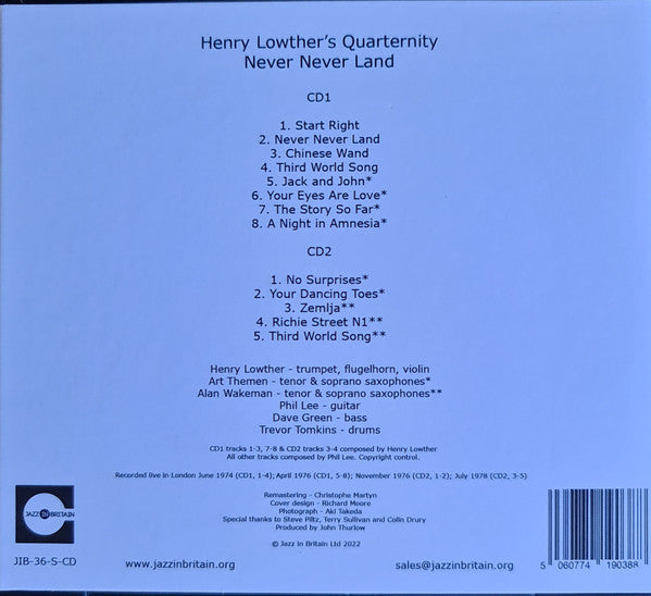 Henry Lowther's Quarternity : Never Never Land (2xCD, Album, Ltd)