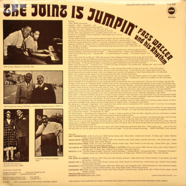 Fats Waller And His Rhythm* : The Joint Is Jumpin' (LP, Album, Comp, Mono)