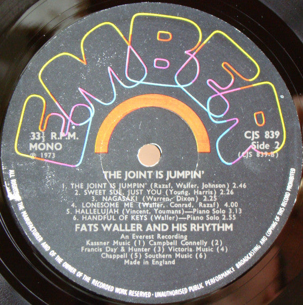 Fats Waller And His Rhythm* : The Joint Is Jumpin' (LP, Album, Comp, Mono)