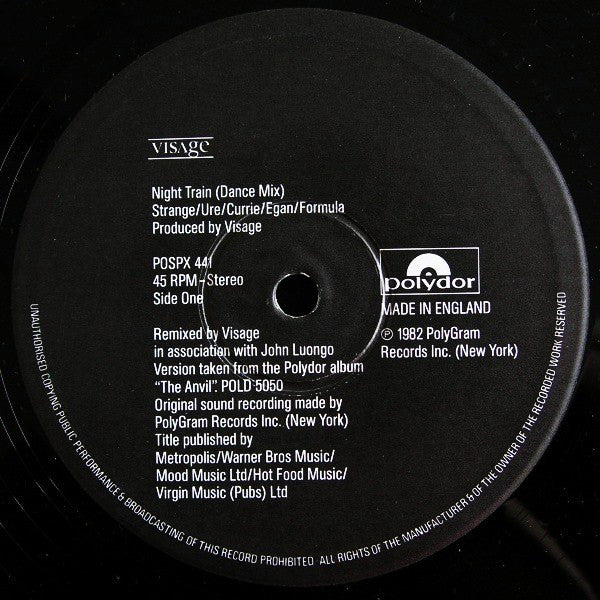 Visage : Night Train (Dance Mix) (12", Single)