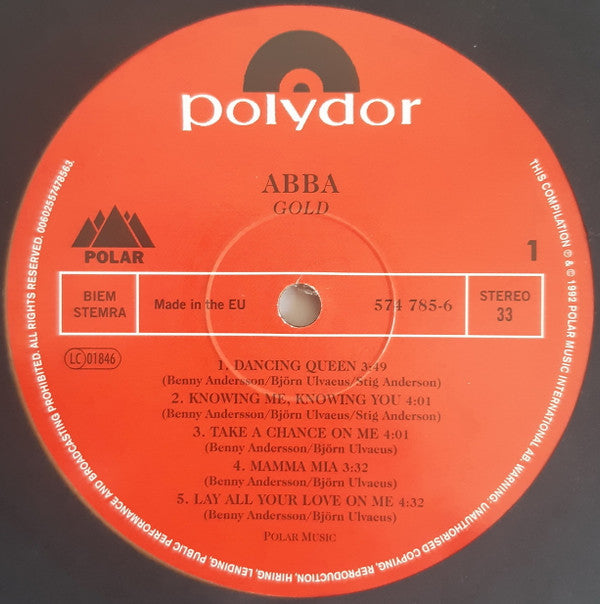 ABBA : Gold Greatest Hits (2xLP, Comp, Ltd, RE, RM, RP, Gol)