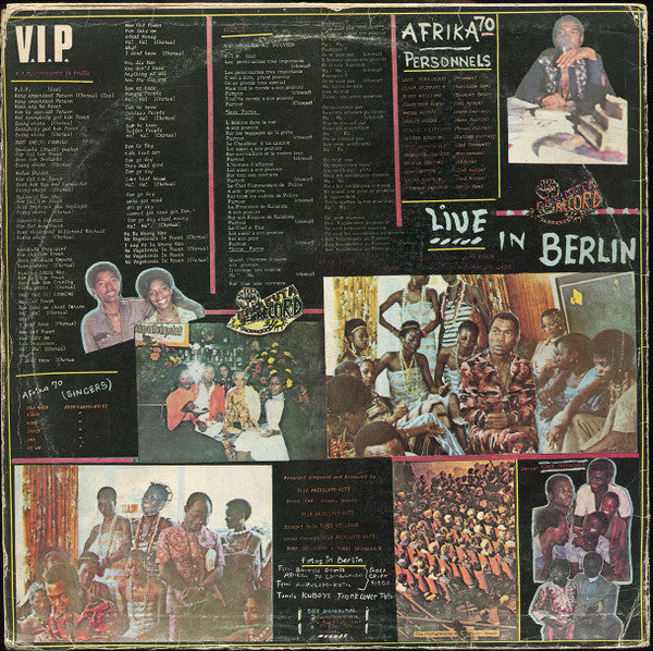 Fela Kuti & Africa 70 : V.I.P. (Vagabonds In Power) - Live In Berlin Vol. 1 (LP, Album)