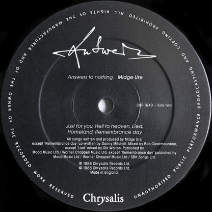 Midge Ure : Answers To Nothing (LP, Album)