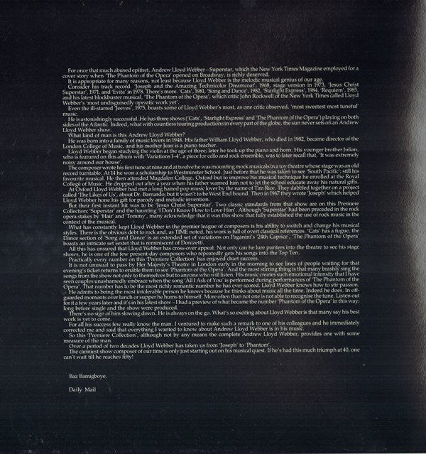 Andrew Lloyd Webber : The Premiere Collection - The Best Of Andrew Lloyd Webber (LP, Comp)