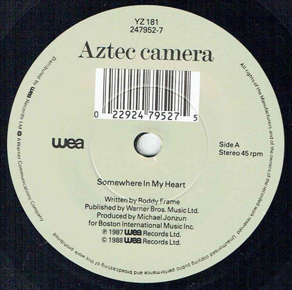 Aztec Camera : Somewhere In My Heart (7", Single, Mat)