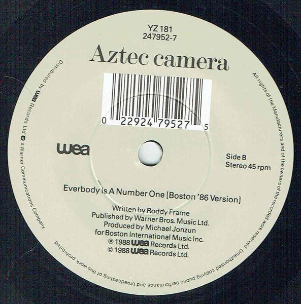 Aztec Camera : Somewhere In My Heart (7", Single, Mat)