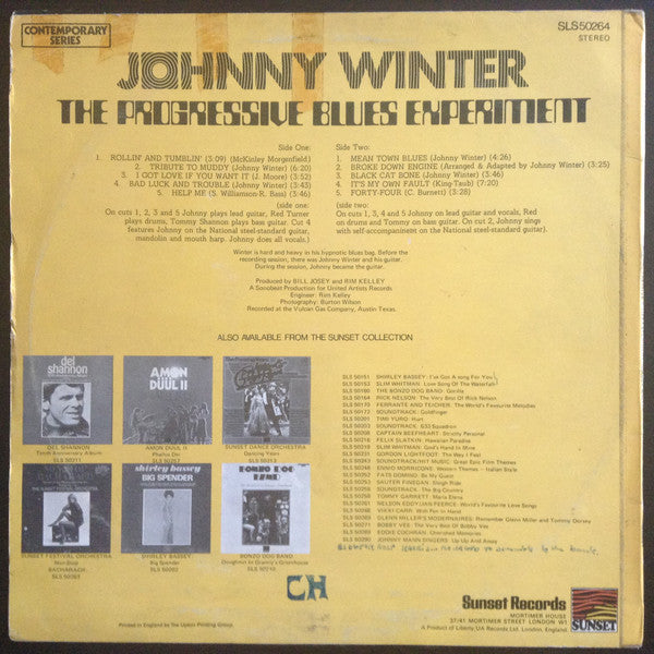 Johnny Winter : The Progressive Blues Experiment (LP, Album, RE)