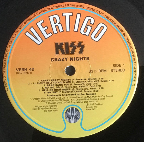 Kiss : Crazy Nights (LP, Album)