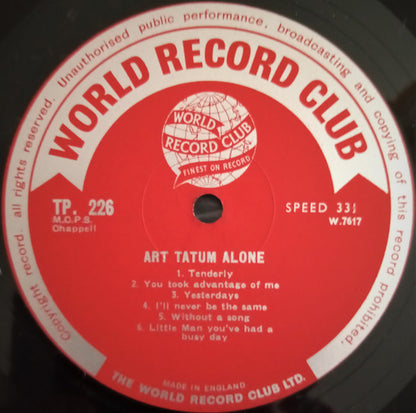 Art Tatum : Alone (LP, Album, Mono, RE)