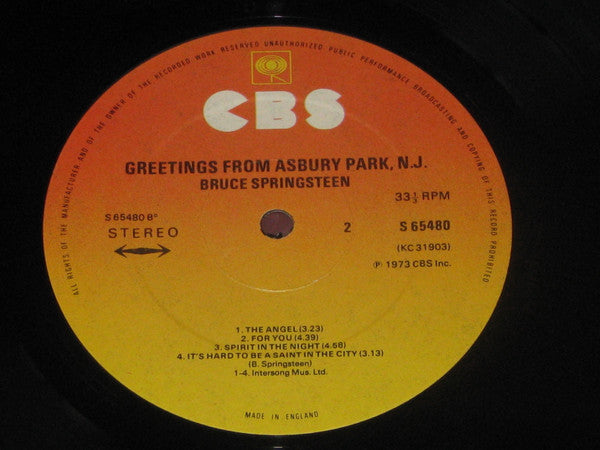 Bruce Springsteen : Greetings From Asbury Park N.J. (LP, Album, RE)