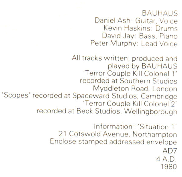 Båuhåus* : Terror Couple Kill Colonel (7", Single)