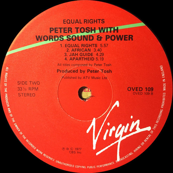 Peter Tosh With Words Sound & Power* : Equal Rights (LP, Album, RE, Gre)