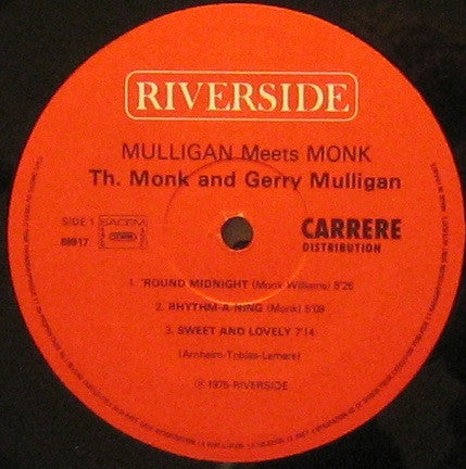 Thelonious Monk And Gerry Mulligan : Mulligan Meets Monk (LP, Album, RE)