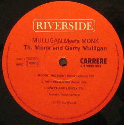 Thelonious Monk And Gerry Mulligan : Mulligan Meets Monk (LP, Album, RE)