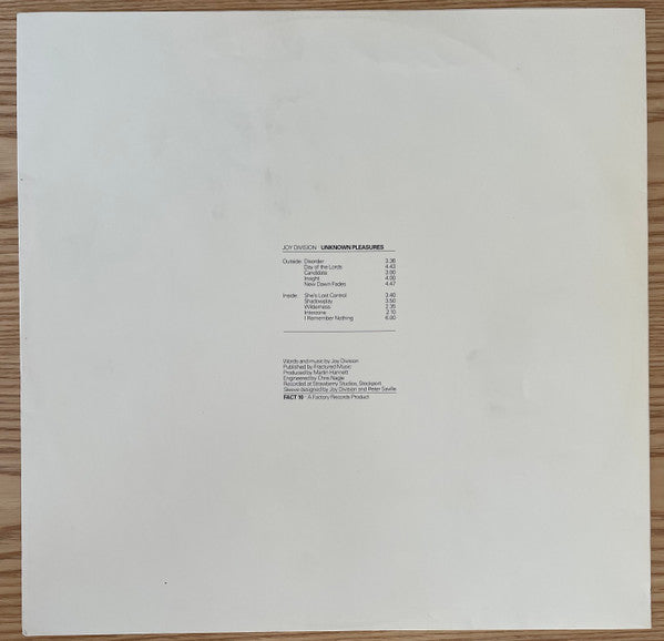 Joy Division : Unknown Pleasures (LP, Album, Tex)