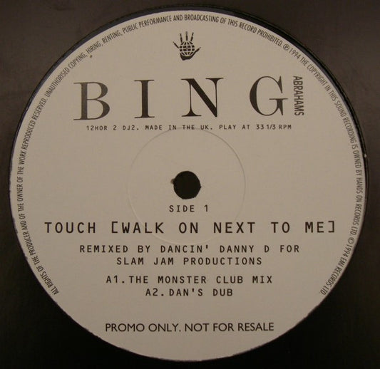 Bing Abrahams : Touch (Walk On Next To Me) (12", Promo)