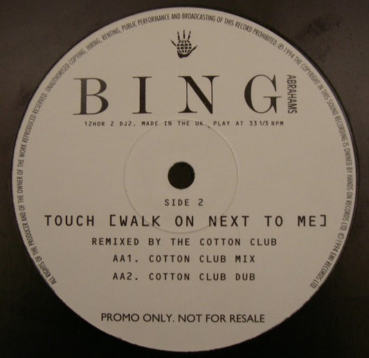 Bing Abrahams : Touch (Walk On Next To Me) (12", Promo)