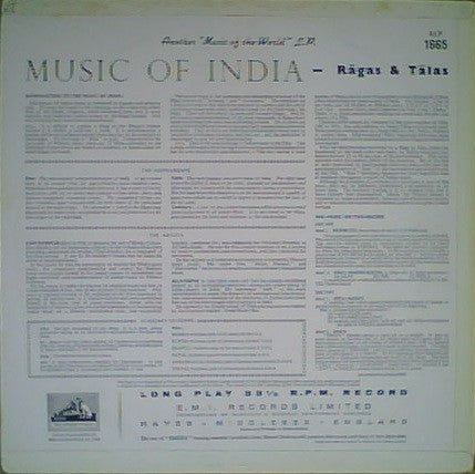 Ravi Shankar With Allah Rakha* : Music Of India - Ragas And Talas (LP, Album, Mono, RP)