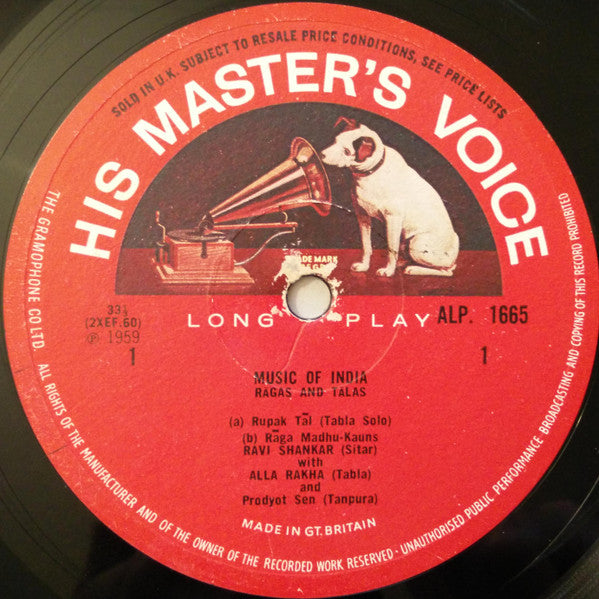 Ravi Shankar With Allah Rakha* : Music Of India - Ragas And Talas (LP, Album, Mono, RP)