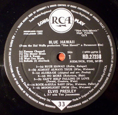 Elvis Presley : Blue Hawaii (LP, Mono)