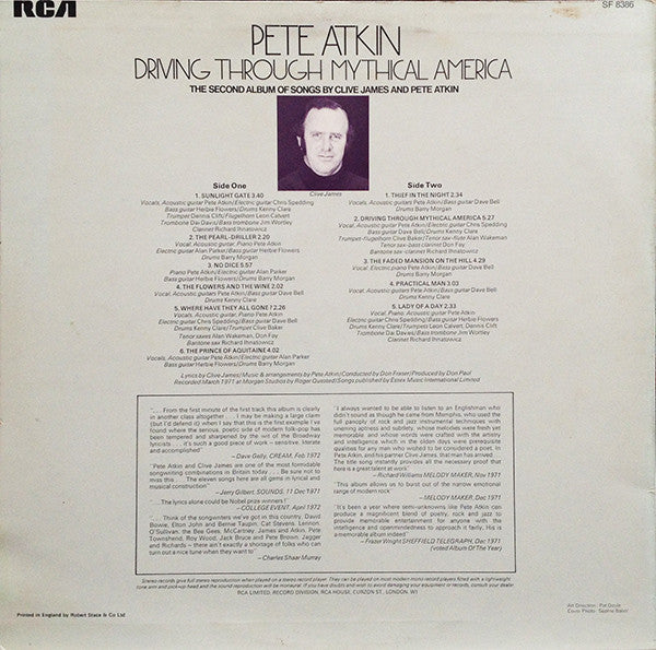 Pete Atkin : Driving Through Mythical America (LP, Album, RE)