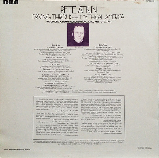 Pete Atkin : Driving Through Mythical America (LP, Album, RE)