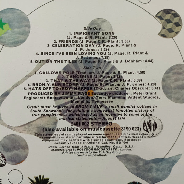 Led Zeppelin : Led Zeppelin III (LP, Album, Gat)