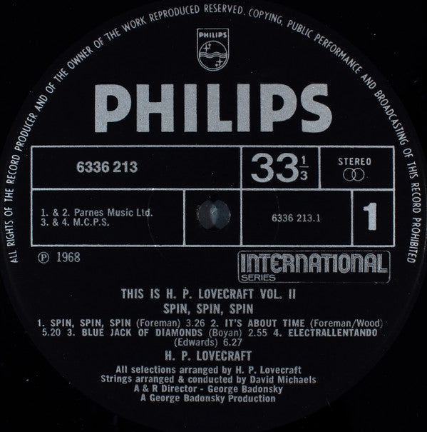 HP Lovecraft : This Is H.P. Lovecraft Vol II (Spin, Spin, Spin) (LP, Album, RE)