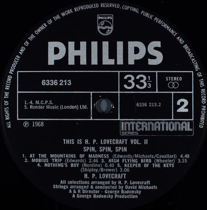 HP Lovecraft : This Is H.P. Lovecraft Vol II (Spin, Spin, Spin) (LP, Album, RE)