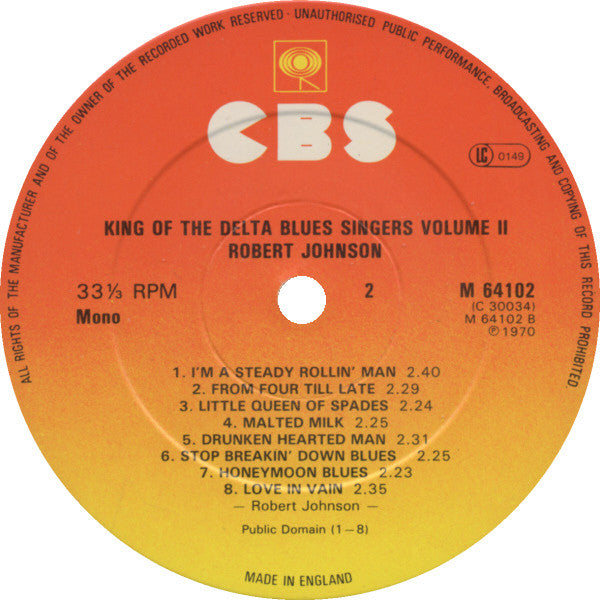Robert Johnson : King Of The Delta Blues Singers Volume II (LP, Comp, Mono, RE)