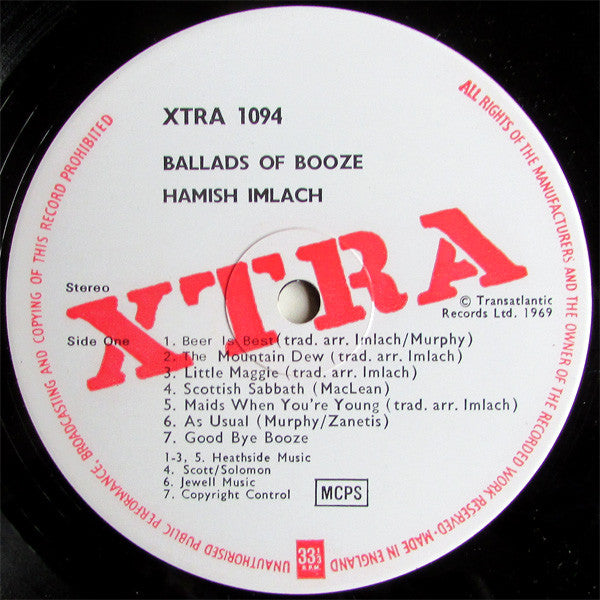 Hamish Imlach : Ballads Of Booze (LP, Album)