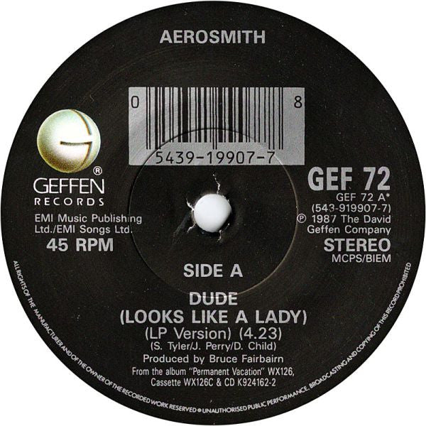 Aerosmith : Dude (Looks Like A Lady) (7", Single)
