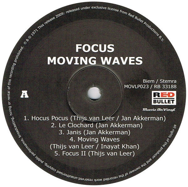 Focus (2) : Moving Waves (LP, Album, RE, 180)