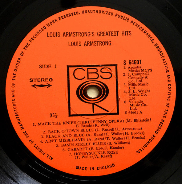 Louis Armstrong : Louis Armstrong's Greatest Hits (LP, Comp)