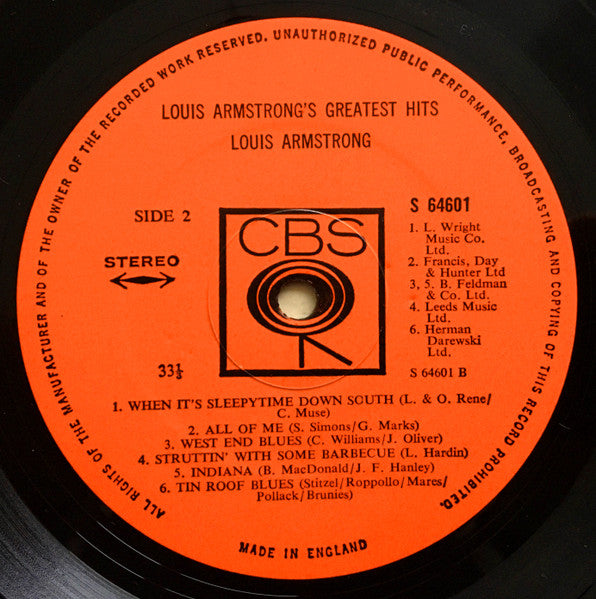 Louis Armstrong : Louis Armstrong's Greatest Hits (LP, Comp)